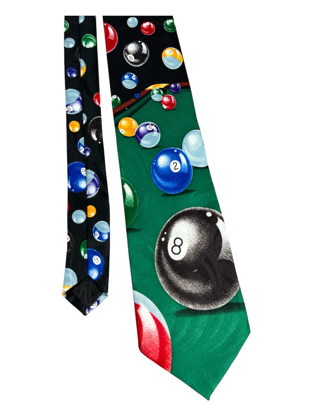 Vintage 80s/90s Men’s Tie Billiards Pool Ball Novelty by Addiction necktie Color